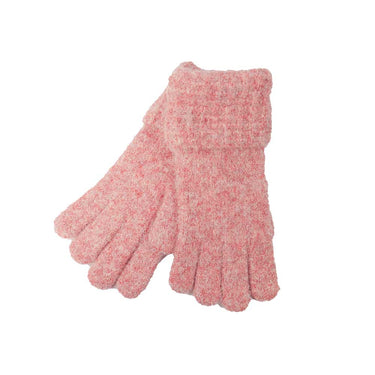 Pair of pink textured gloves on a white background