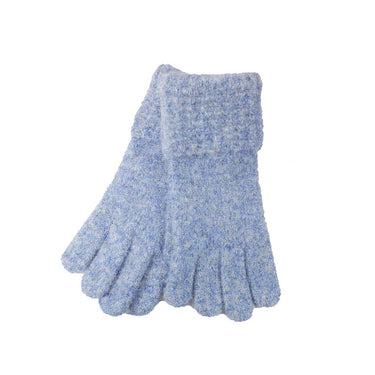 Blue gloves with a textured cuff on a white background