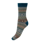 Knitted sock with a pattern on a white background