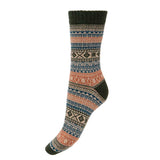 Knitted sock with a pattern on a white background