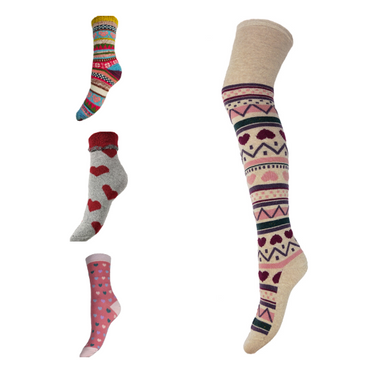 4 pairs of assorted socks with hearts