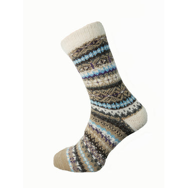Cream and Blue Tone Wool Blend Socks