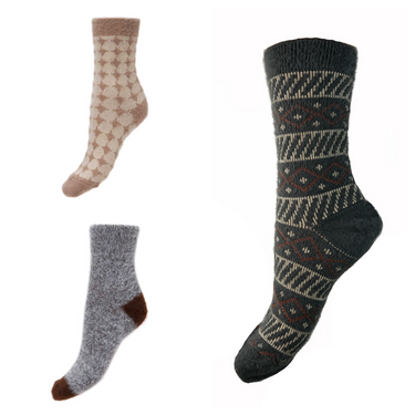 3 pairs of brown, cream and black ultra soft socks