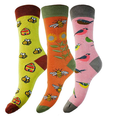 The birds and the bees, 3 pairs of bamboo socks for ladies