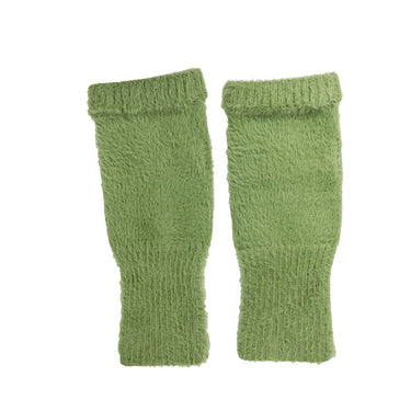 Green Fine knit fingerless gloves