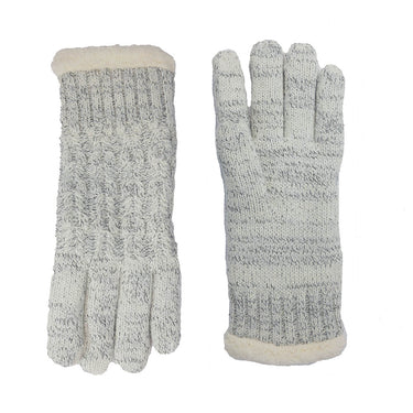 Fleece lined cable knit pale grey gloves