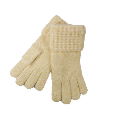 Pair of beige gloves on a white background