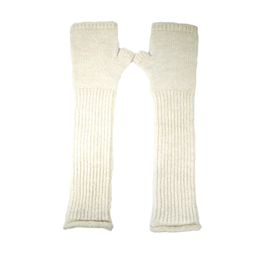 Long Cream Fingerless Gloves