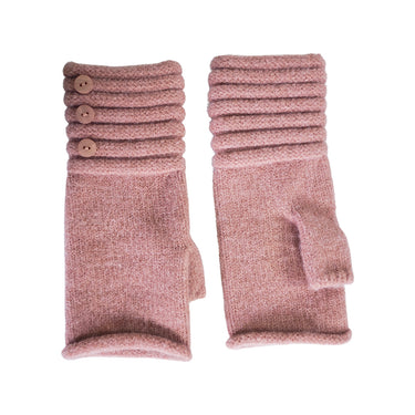 Pink Fingerless gloves with buttons