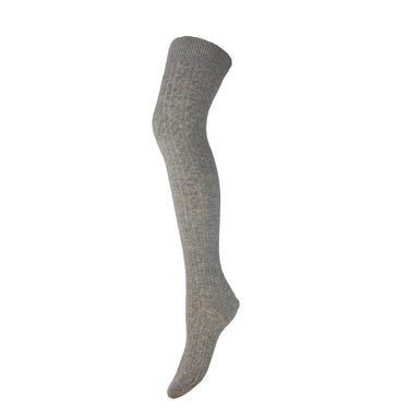 Grey cable knit over-the-Knee Wool Blend Socks