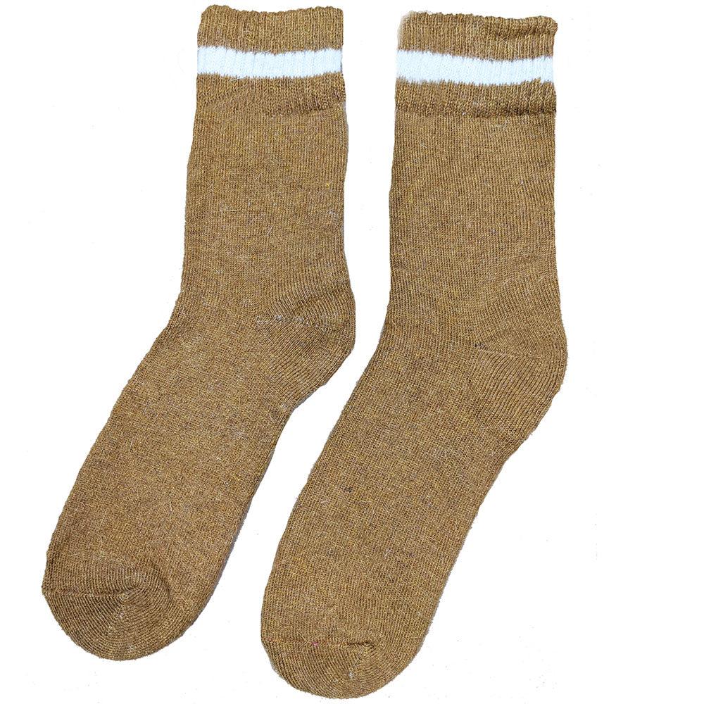 3 pairs of Men's Thick Dark wool blend socks - dark grey, mustard and burgundy