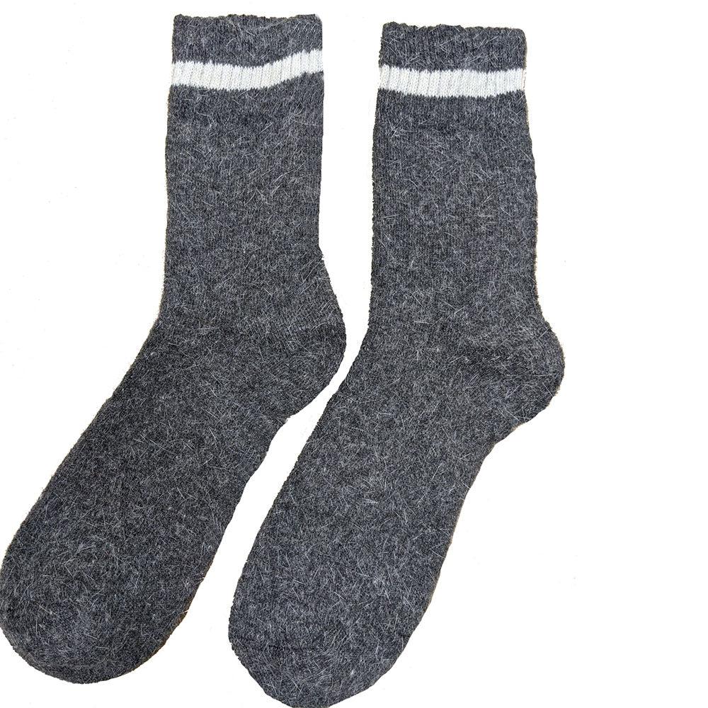 3 pairs of Men's Thick Dark wool blend socks - dark grey, mustard and burgundy