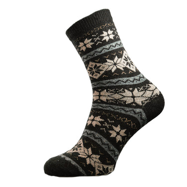 Black patterned wool blend socks