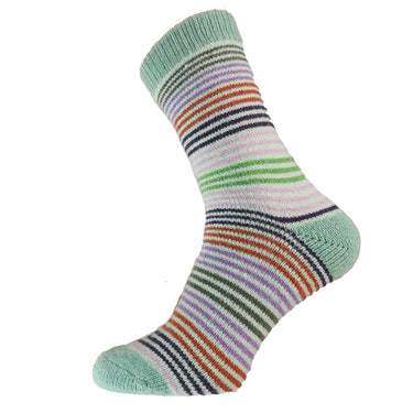 Pale green multi stripe wool blend socks