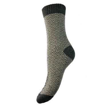 Dark grey zigzag patterned Wool Blend socks