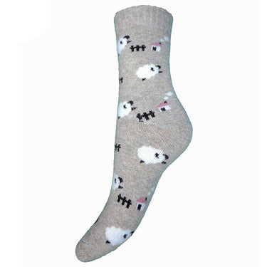 Fawn Wool Blend Socks with Sheep