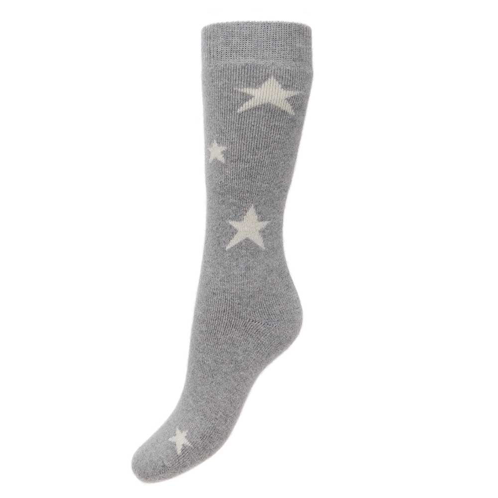 Grey wool blend socks with stars