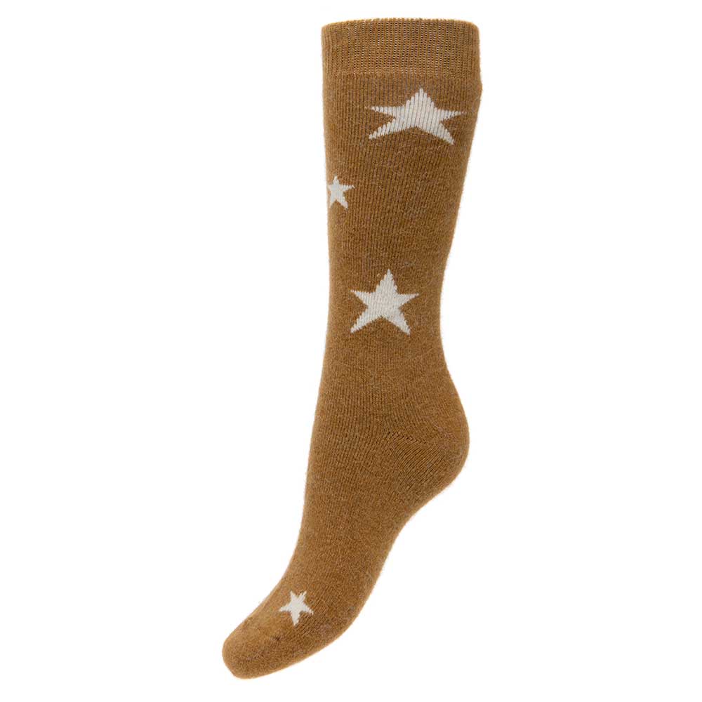 Fawn wool blend socks with stars