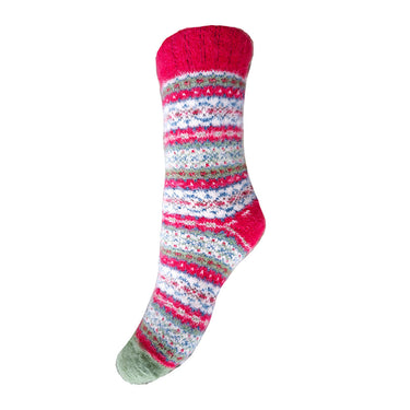 Red, green and white Fairisle Wool Blend socks