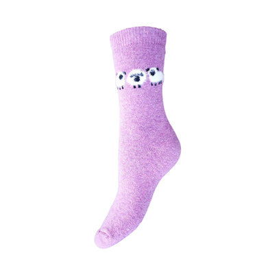 Thick pink socks with flock of fluffy sheep