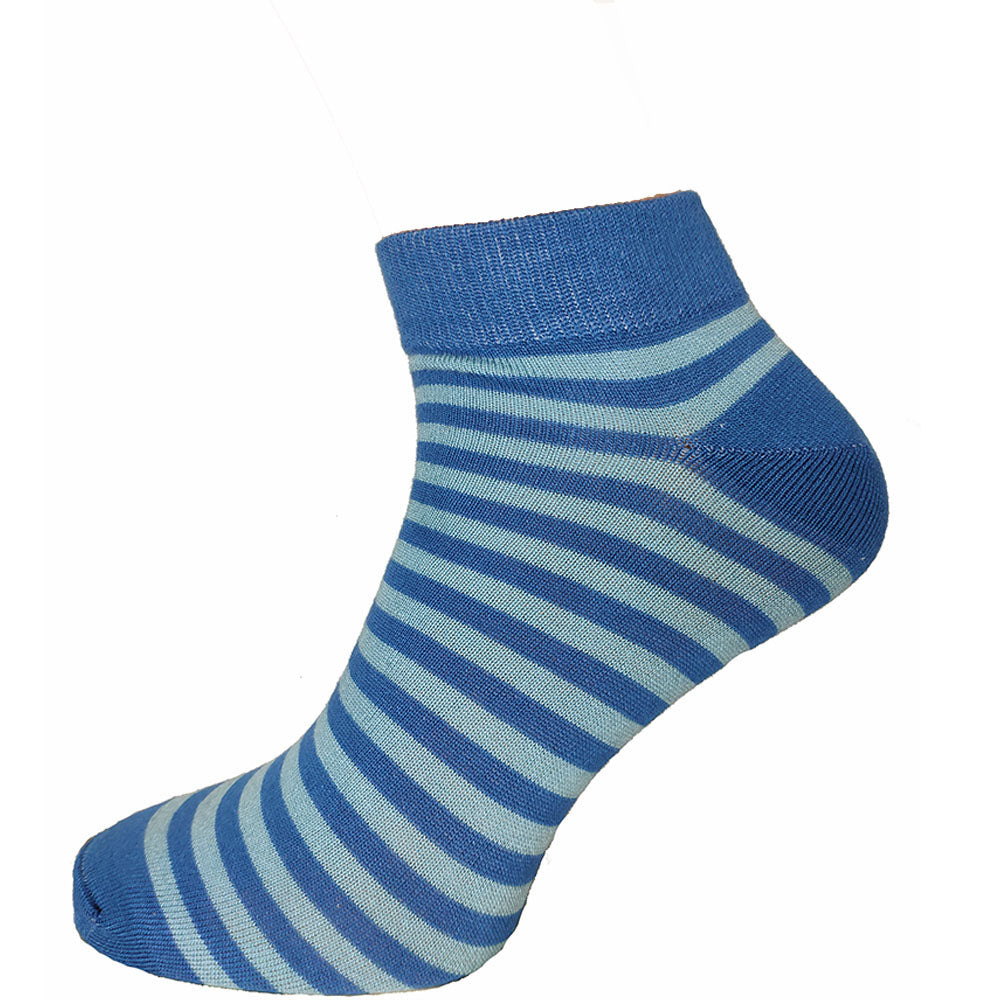 Blue Striped Bamboo Trainer Socks