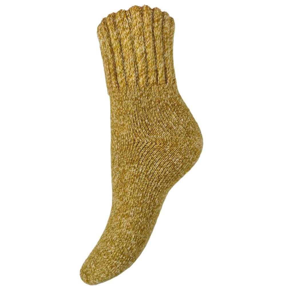 Thick Mustard wool blend boot sock with ribbed cuff size 4-7 UK