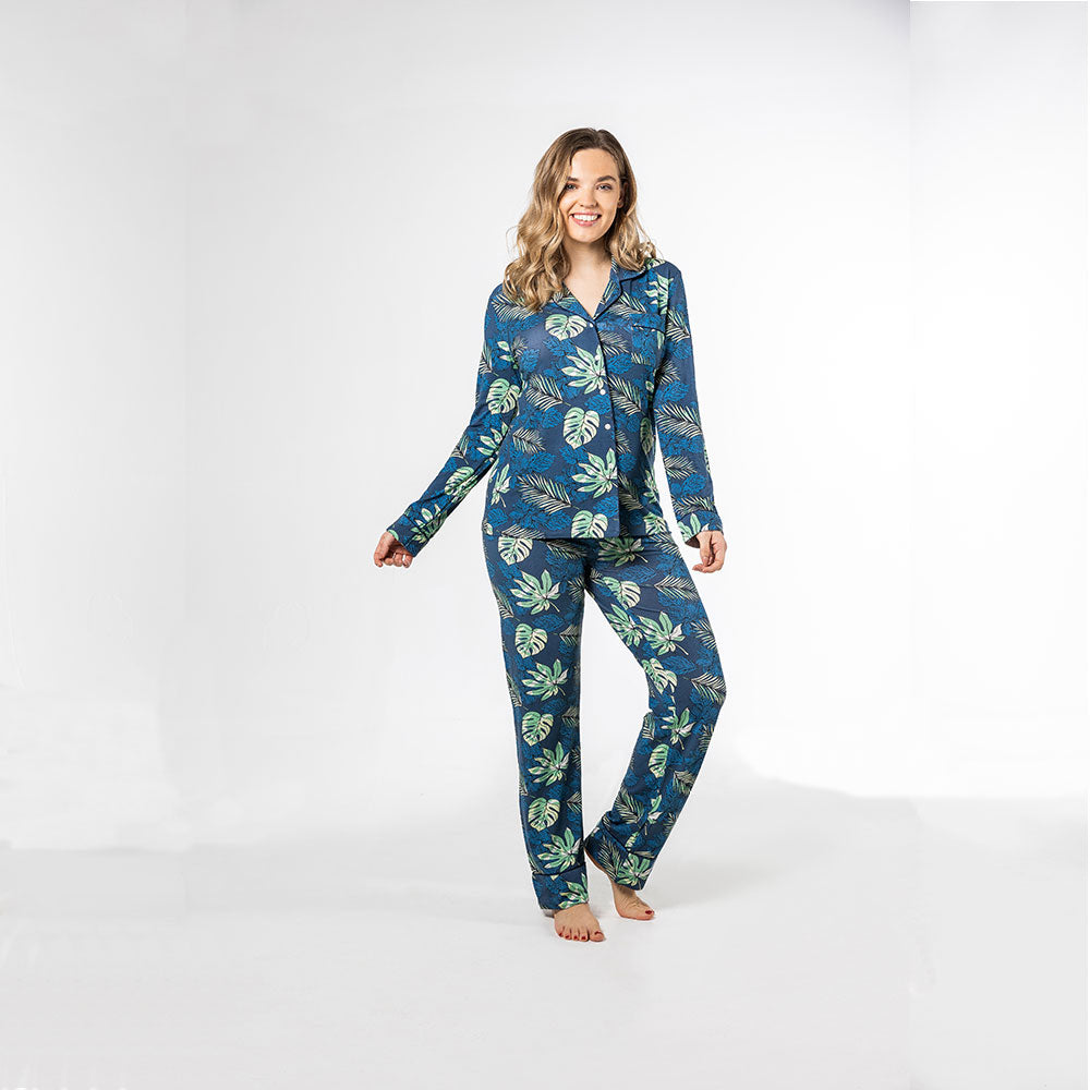 Large leaf print bamboo pyjamas