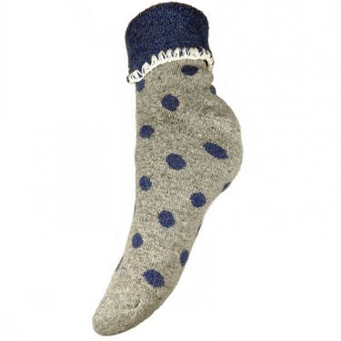Grey Cuff Socks With Blue Spots
