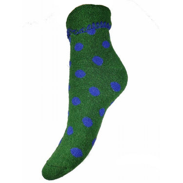 Green Cuff Socks With Blue Spots