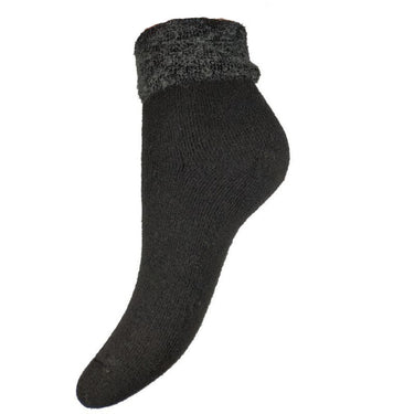 Black Wool Blend Cuff Socks