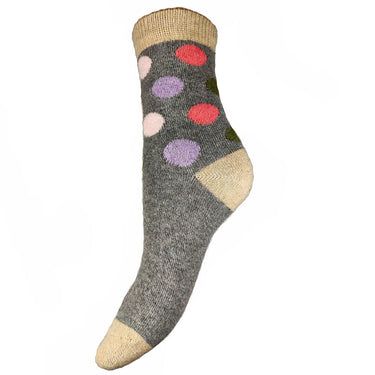 Grey Big Spot Wool Blend Socks