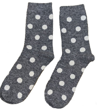 Grey Wool Blend socks with cream spots size 4-7