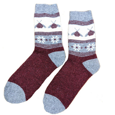 Burgundy thick wool blend socks size 4-7
