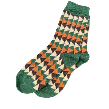 Green/ brown diamond ladies wool blend socks