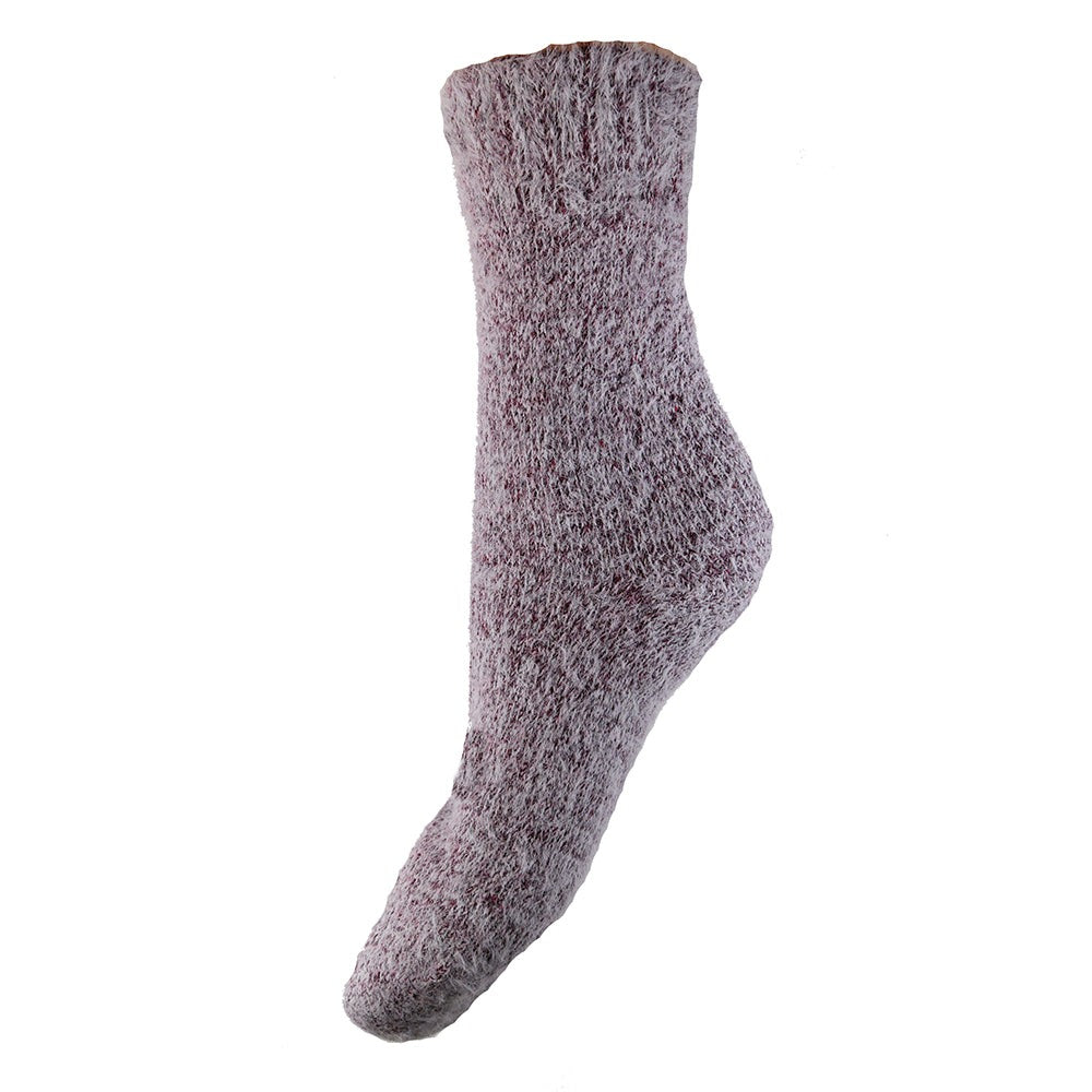 Dark purple plain soft socks with ribbed cuff | Joyasocks.com